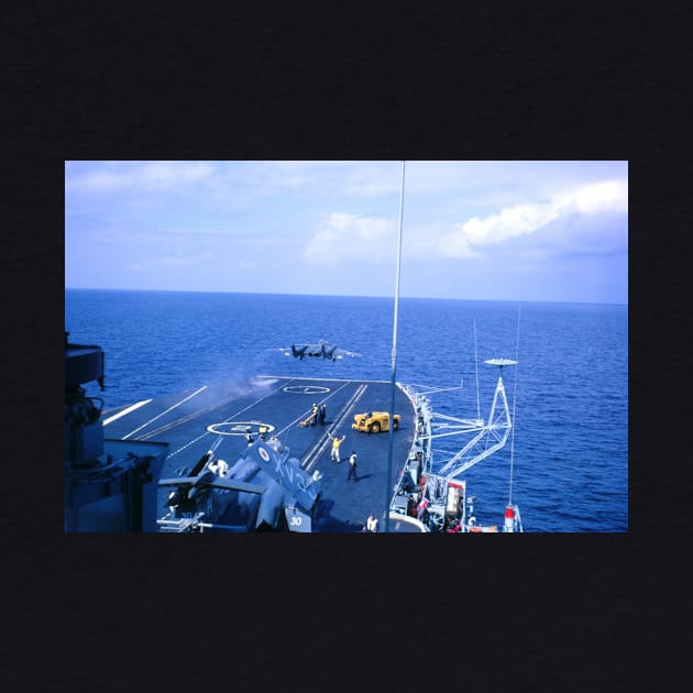 Sea Vixen fighter jet taking off from on board HMS Hermes in 1969 by ownedandloved